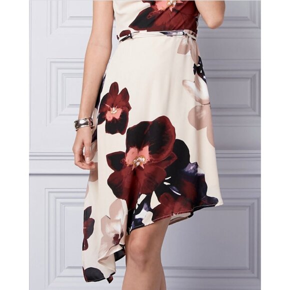 Le Chateau Floral Print Crêpe de Chine Halter Alabaster / Navy Size XXL - Picture 5 of 6